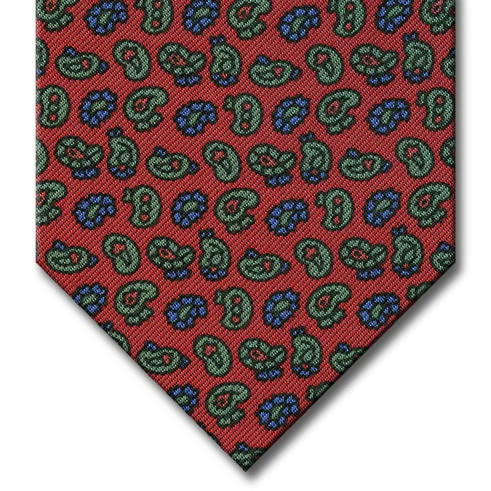 affordable silk necktie packs for office wear-Red with Blue and Green Paisley Pattern Tie