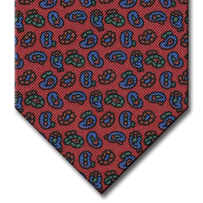 silk wedding bow tie combinations for men-Red with Blue and Orange Paisley Pattern Tie