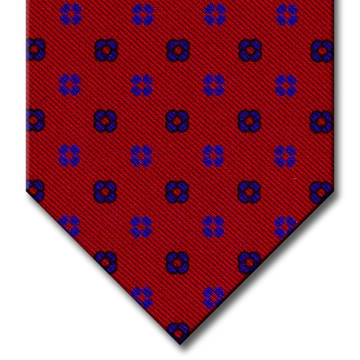 affordable silk necktie sets for wedding celebrations-Red with Blue Floral Pattern Tie