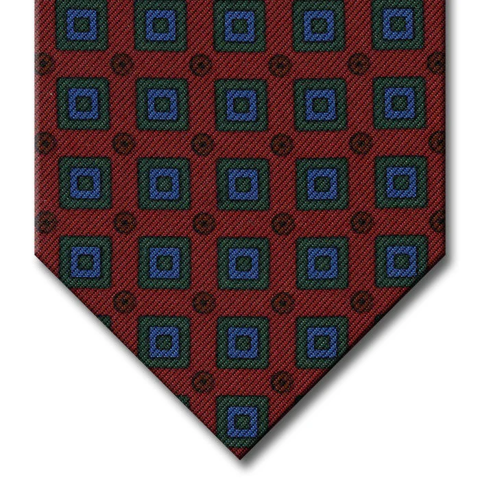 stylish silk necktie packs for office meetings-Red with Green and Blue Geometric Pattern Tie