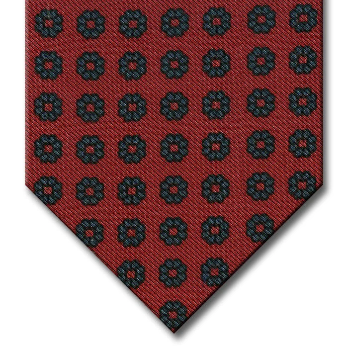 designer silk necktie combinations for weddings-Red with Green Floral Pattern Tie