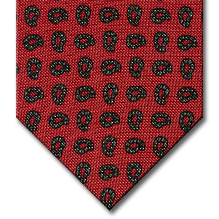 luxurious silk necktie ideas for business wear-Red with Green Paisley Pattern Tie