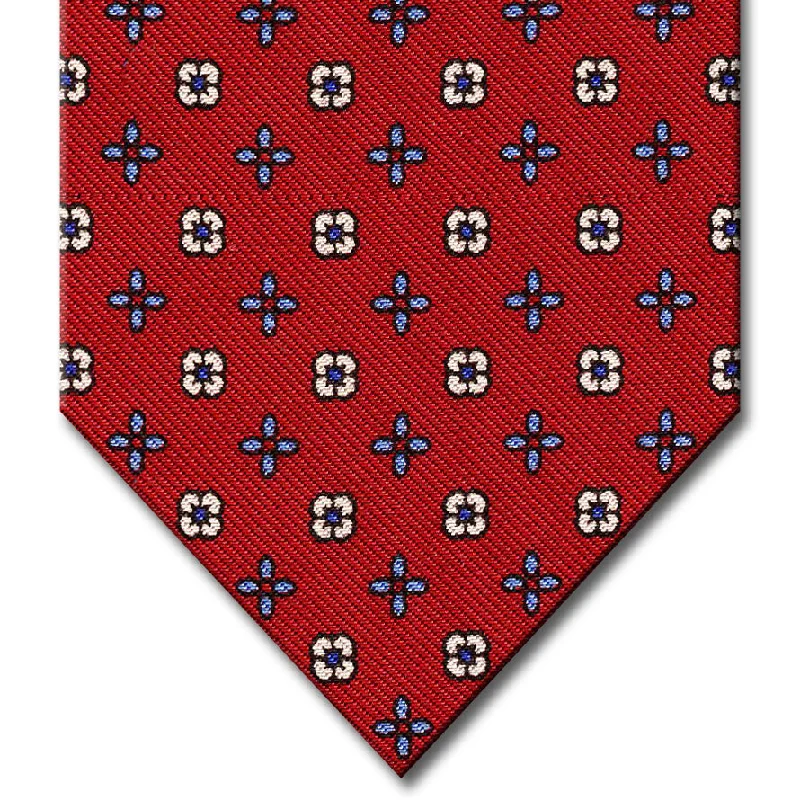 luxury silk necktie ideas for wedding celebrations-Red with Medium Blue Floral Pattern Tie