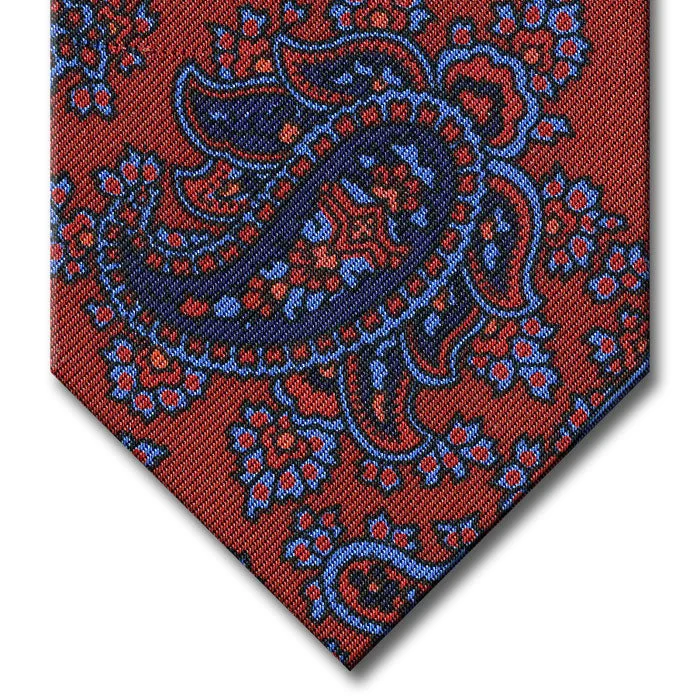 high-quality silk necktie designs for business meetings-Red with Navy and Blue Paisley Tie