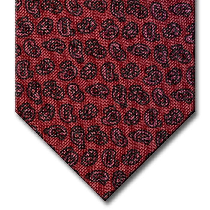 unique silk wedding necktie combinations for men-Red with Pink Paisley Pattern Tie