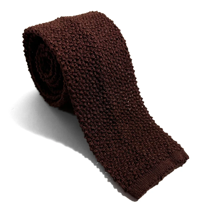 elegant silk wedding necktie styles for men-Rust Brown Wool Knitted Tie