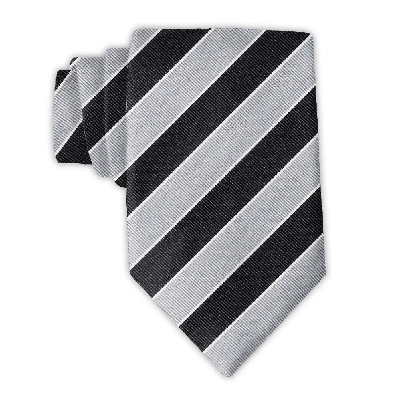 slim silk necktie designs for office wear-Scholastic Black/Silver - Neckties