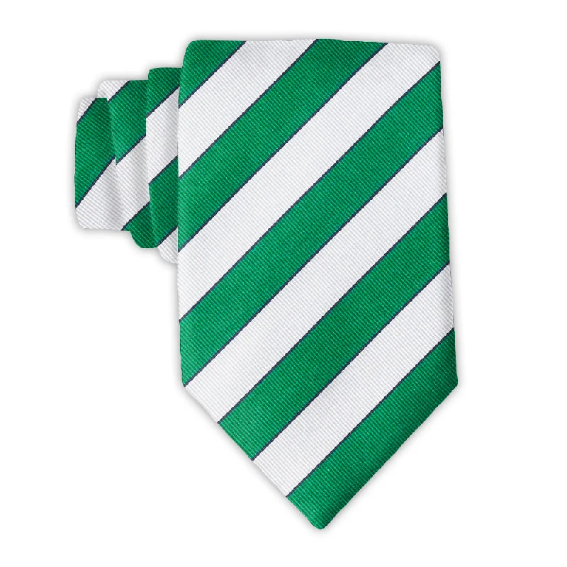 premium silk necktie packs for weddings-Scholastic Green/White - Neckties