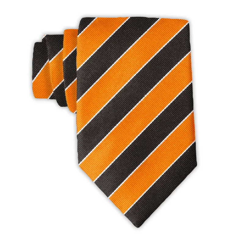 luxury silk necktie combinations for business wear-Scholastic Orange/Black - Neckties