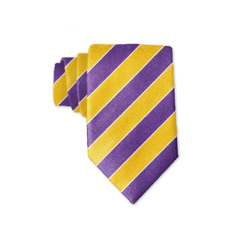 vibrant silk necktie designs for corporate events-Scholastic Purple/Gold - Kids' Neckties