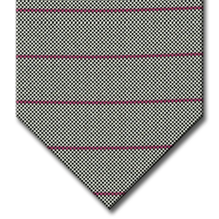 affordable silk necktie colors for business wear-Silver with Pink Stripe Tie