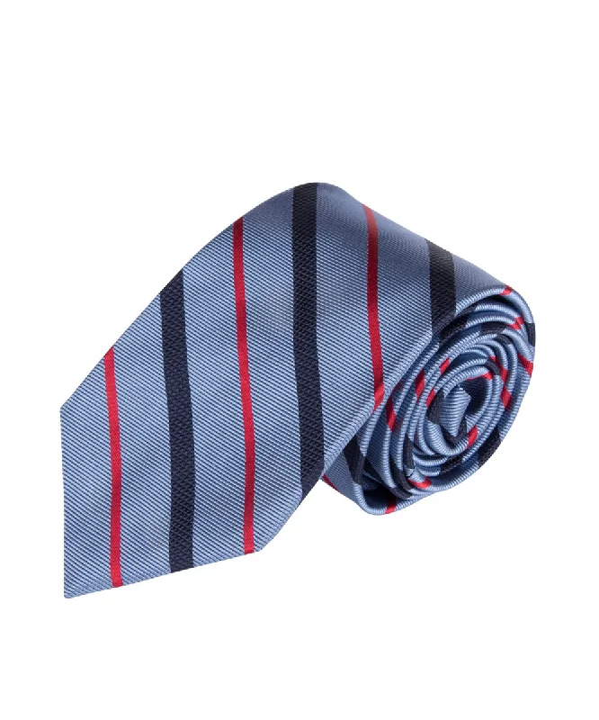 trendy silk necktie styles for corporate events-Sky, Navy & Red Stripe