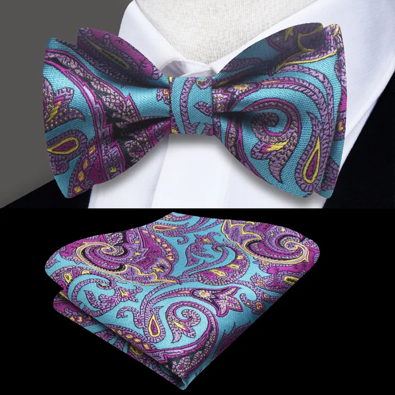 slim silk necktie designs for wedding parties-Sweet Punch Paisley Bow Tie