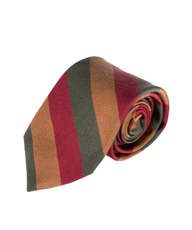 vibrant silk necktie designs for corporate events-Triple Color Bar Stripe