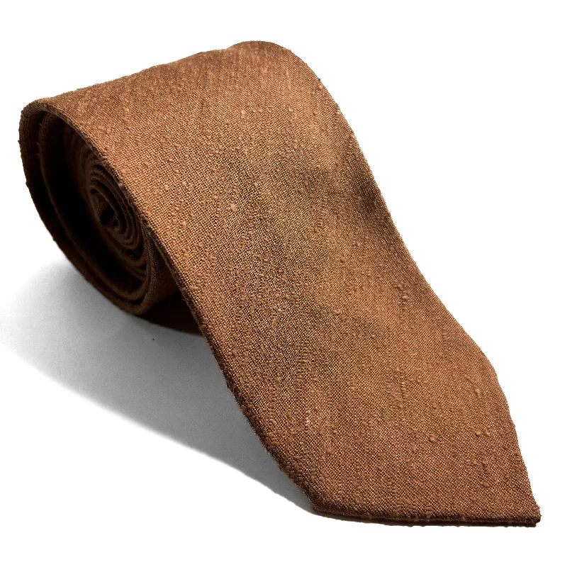 classic silk necktie sets for business wear-Untipped Honey Brown Green Silk Shantung Tie