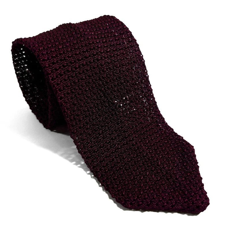 affordable silk necktie colors for business wear-V-Tip Burgundy Silk Knitted Tie