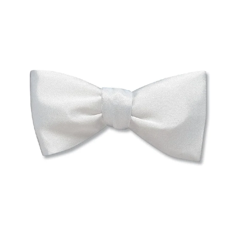 unique silk necktie combinations for office wear-White Charmeuse - Kids' Bow Ties