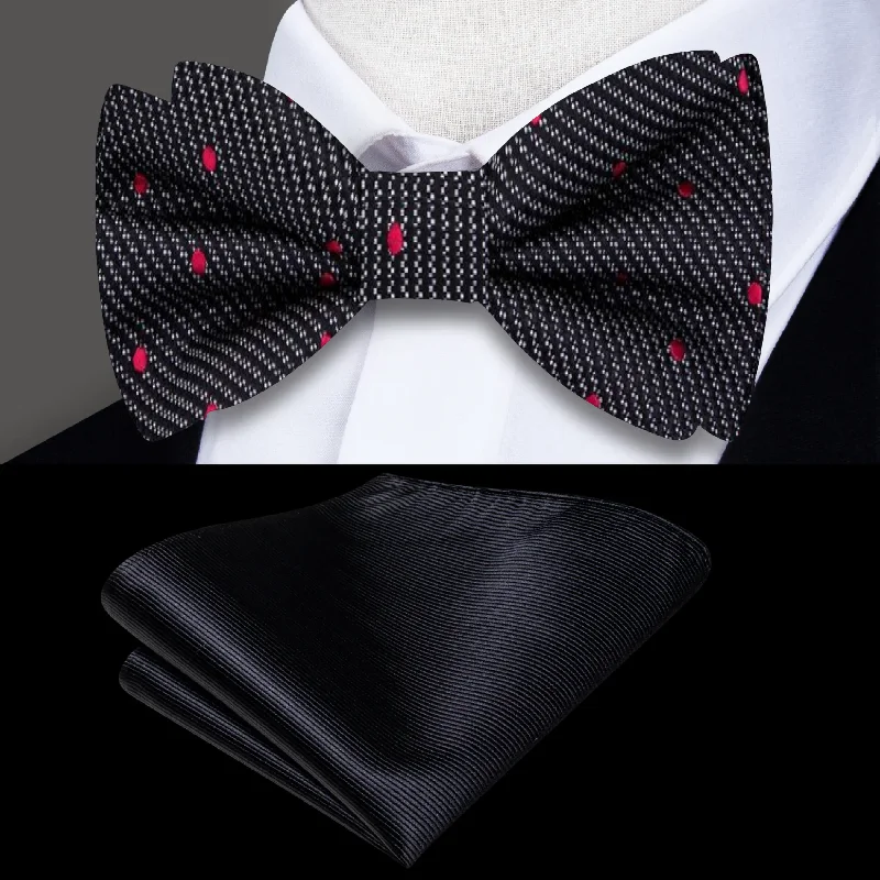 unique wedding silk necktie sets-Midnight Polka Bow Tie