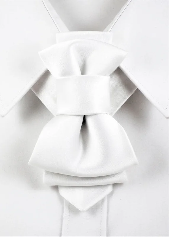 unique silk necktie patterns for weddings-WEDDING BOW TIE WHITE WHITE