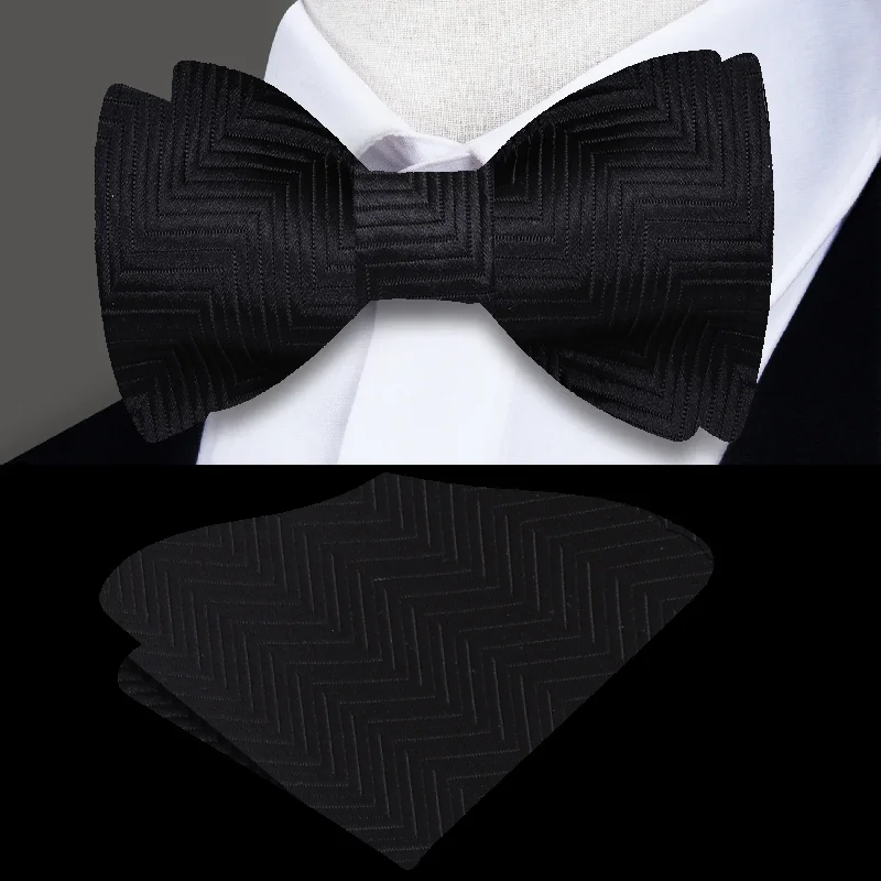 designer silk necktie packs for office wear-Sophisticated Black/Grey Bow Tie