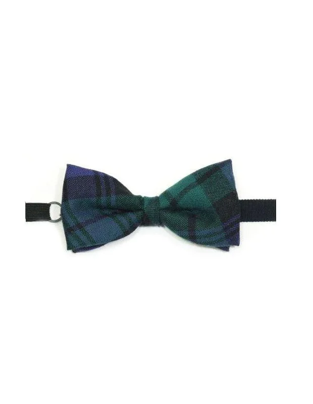 high-quality silk necktie designs for business meetings-100% Wool Tartan Bow Tie - Black Watch Modern