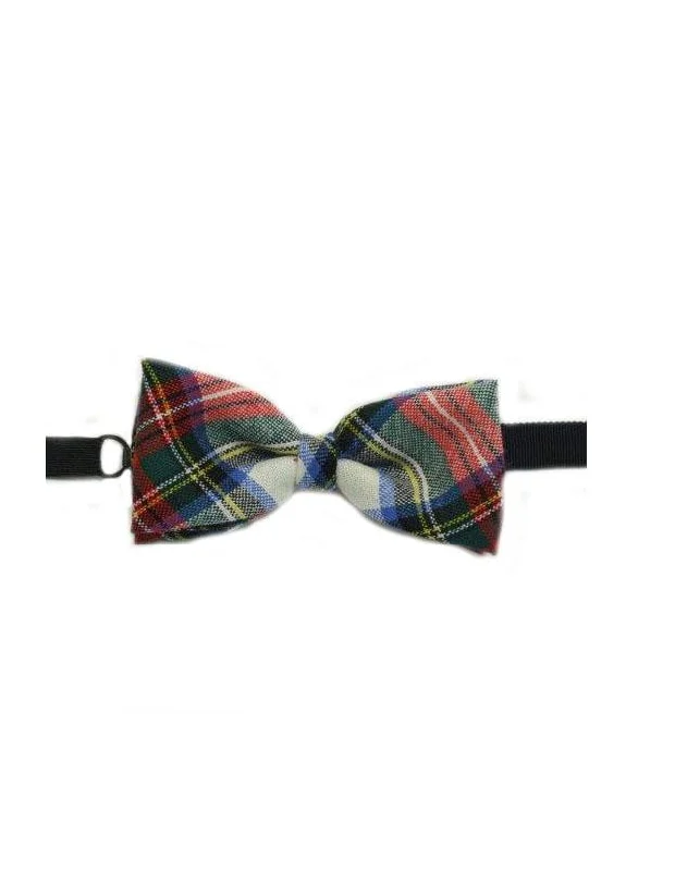 trendy silk necktie colors for business events-100% Wool Tartan Bow Tie - Stewart Dress Modern