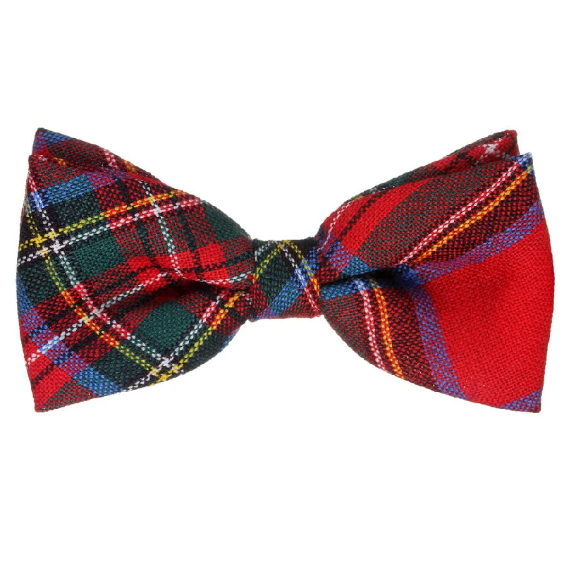 vibrant silk necktie styles for office wear-100% Wool Tartan Bow Tie - Stewart Royal Modern