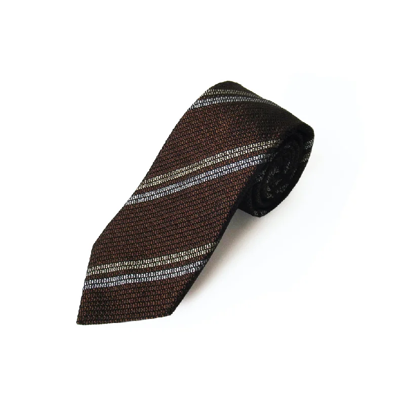 designer silk necktie sets for office wear-2 Line Regimental Tie (Brown)