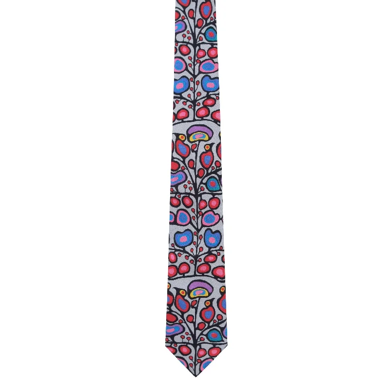 elegant business silk necktie options-Norval Morrisseau Woodland Floral Artist Design Silk Tie