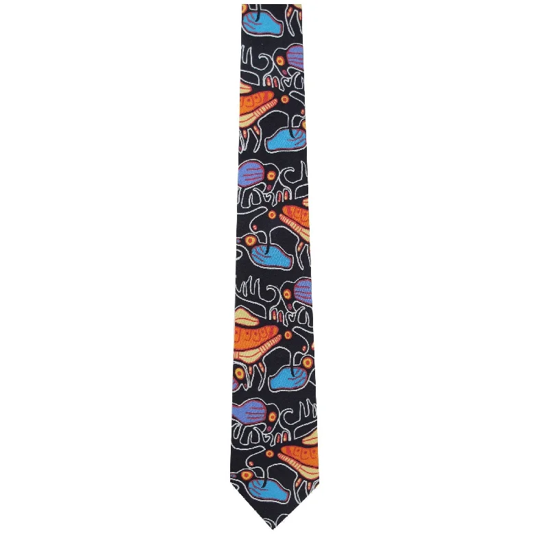 high-quality silk wedding necktie options-Norval Morrisseau Moose Harmony Artist Design Silk Tie - Out of Stock