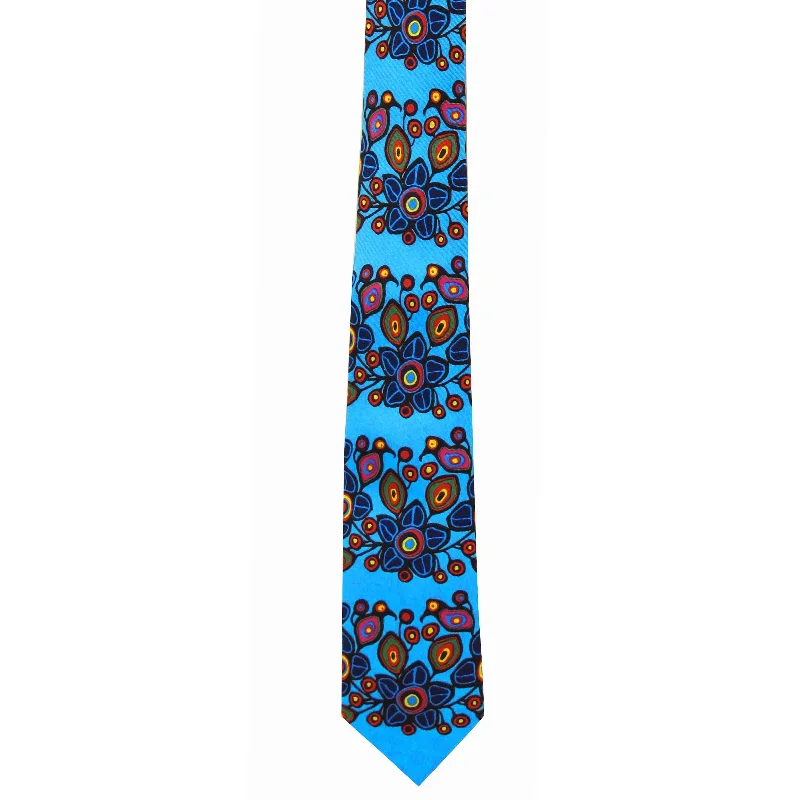 vibrant silk necktie options for business wear-Norval Morrisseau Flowers and  Birds Artist Design Silk Tie