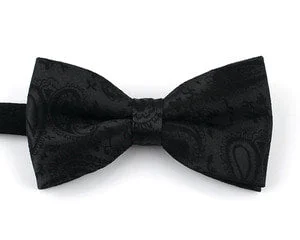 designer silk wedding necktie packs-Black Paisley Bow Tie