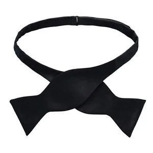 trendy silk necktie options for office meetings-Black Self-Tie Bow Tie