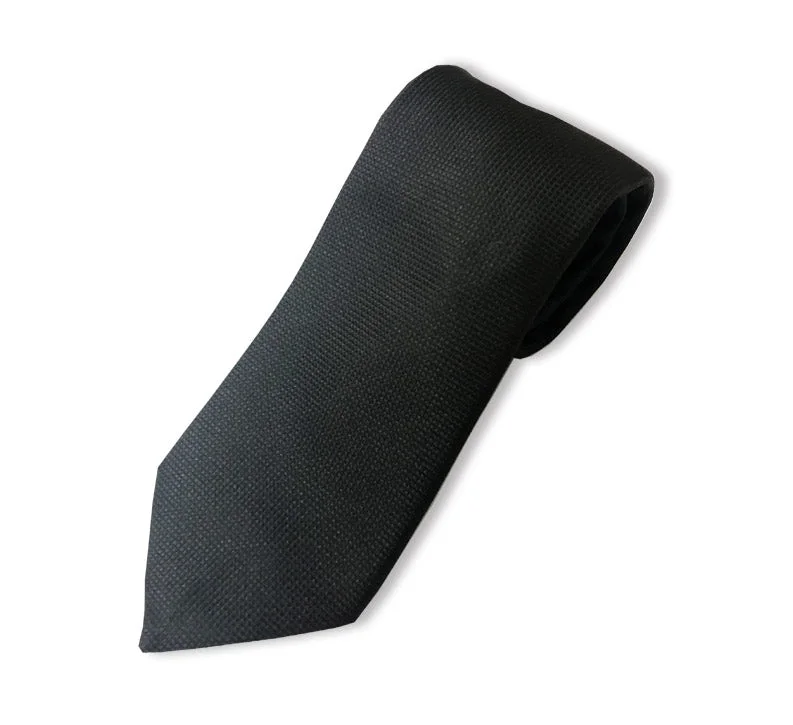 luxury silk necktie colors for weddings-Black Check Textured Tie