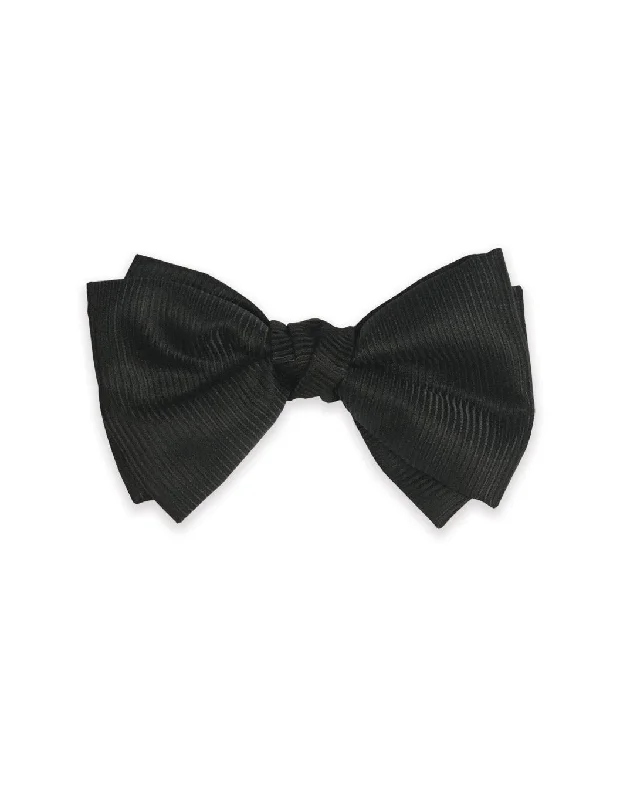 elegant silk necktie sets for wedding celebrations-Black With Stripes Bow Tie