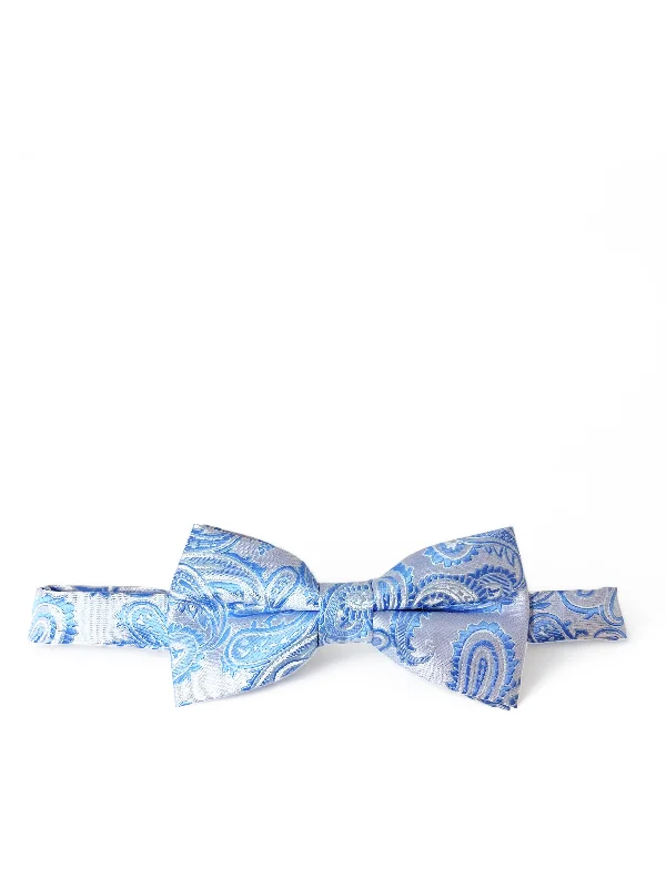 stylish silk necktie options for business meetings-Alaskan Blue Paisley Bow Tie