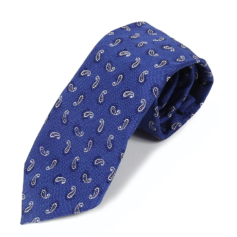 stylish silk necktie ideas for office wear-Blue Small Paisley Italian Silk Tie