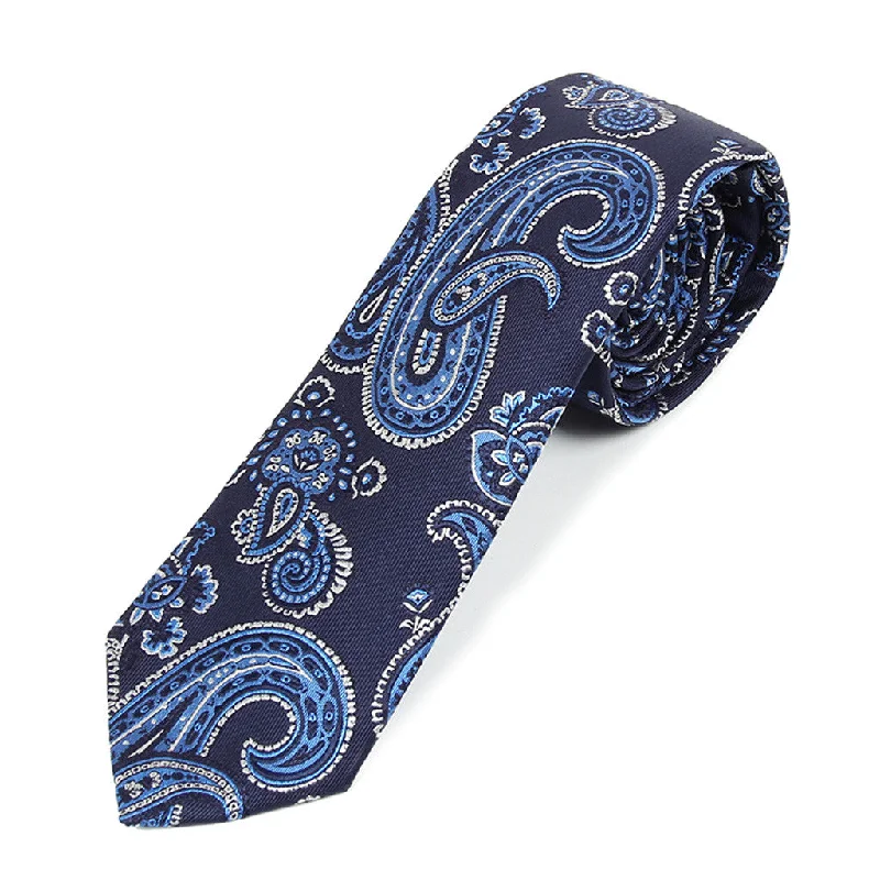 trendy office silk necktie designs-Blue Paisley Italian Silk Tie