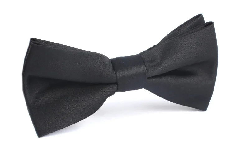 affordable silk bow ties for formal events-Bow Tie - Satin - Black