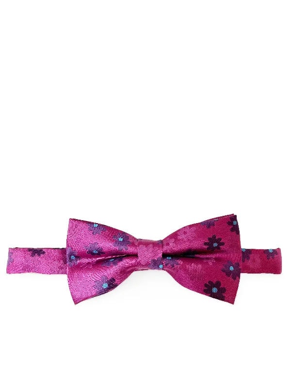 luxurious silk necktie combinations for weddings-Hot Pink Floral Patterned Bow Tie