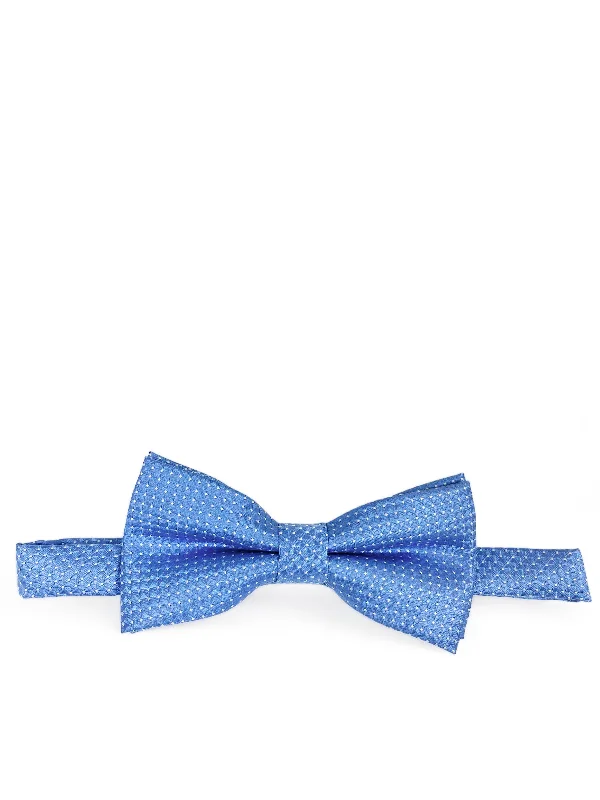 designer silk necktie sets for weddings-Blue Classic Pindot Bow Tie