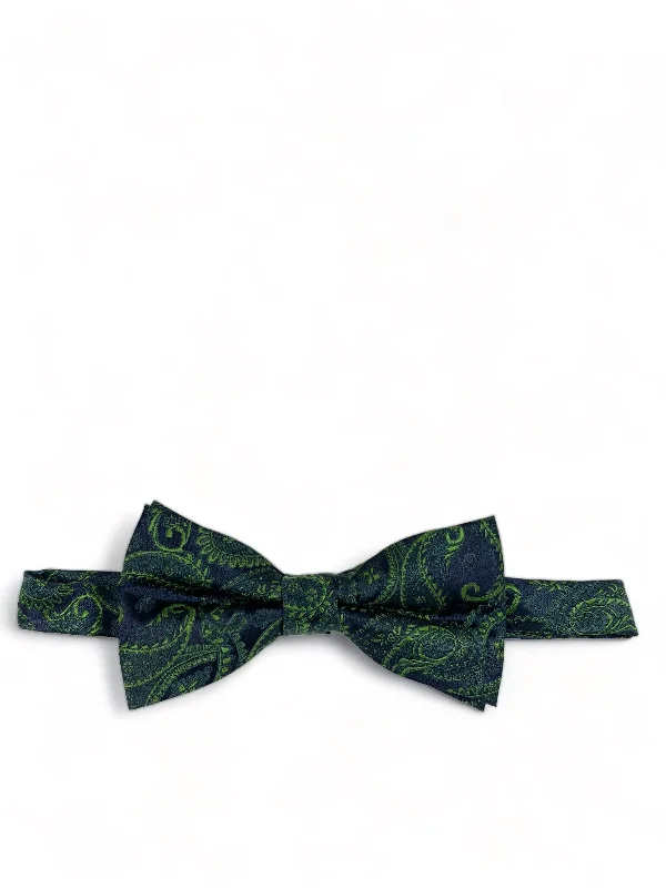 modern silk bow ties for weddings-Emerald Green Fashionable Paisley Bow Tie