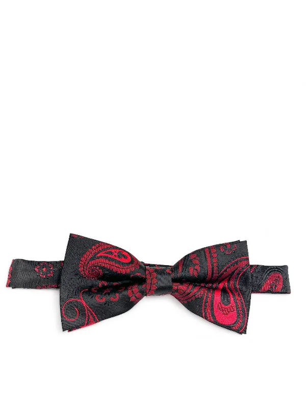 affordable silk wedding necktie designs for men-Burgundy Artisan Paisley Bow Tie