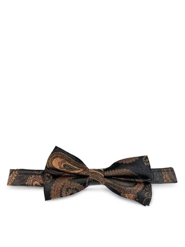 stylish silk wedding necktie colors-Brown Artisan Paisley Bow Tie