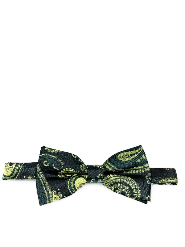 affordable silk bow tie sets for office wear-Olive Artisan Paisley Bow Tie