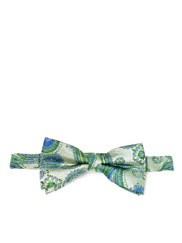 luxury silk necktie designs for weddings-Green Artisan Paisley Bow Tie