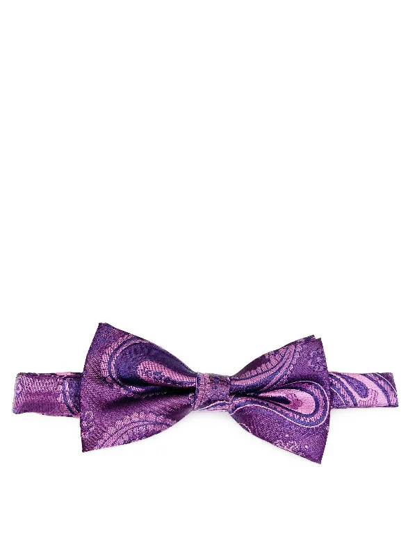 slim silk necktie styles for business wear-Purple Artisan Paisley Bow Tie