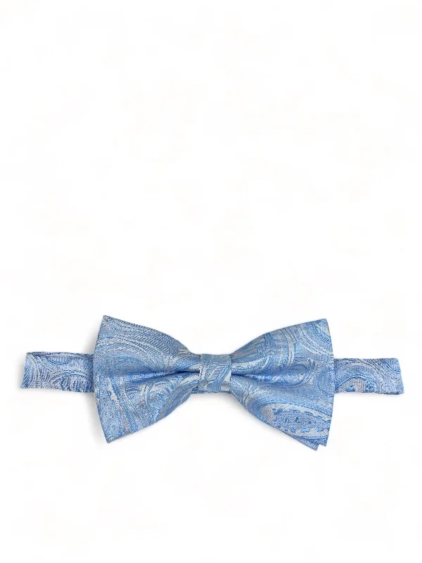 designer silk necktie combinations for business events-Light Blue Classic Paisley Bow Tie