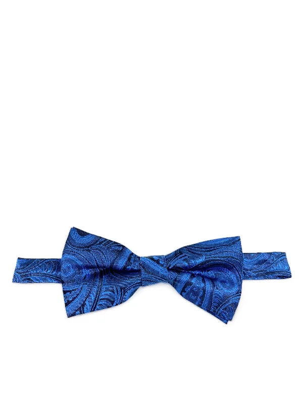 silk necktie designs for corporate events-Royal Blue Classic Paisley Bow Tie