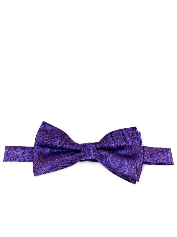 unique silk necktie combinations for weddings-Plum Classic Paisley Bow Tie